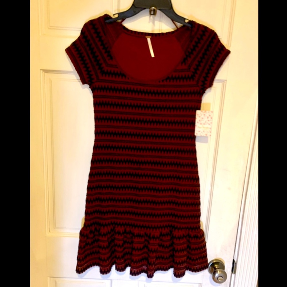 Never worn copper & black Free People knitted dress.